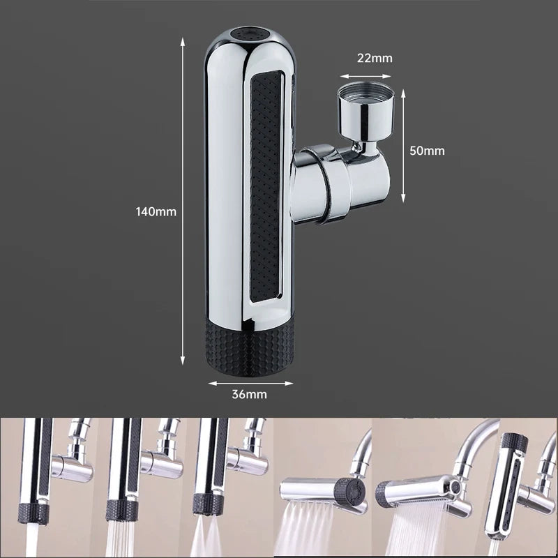 Kitchen Waterfall Swivel Faucet – Three-Mode Splash-Proof Extension Nozzle