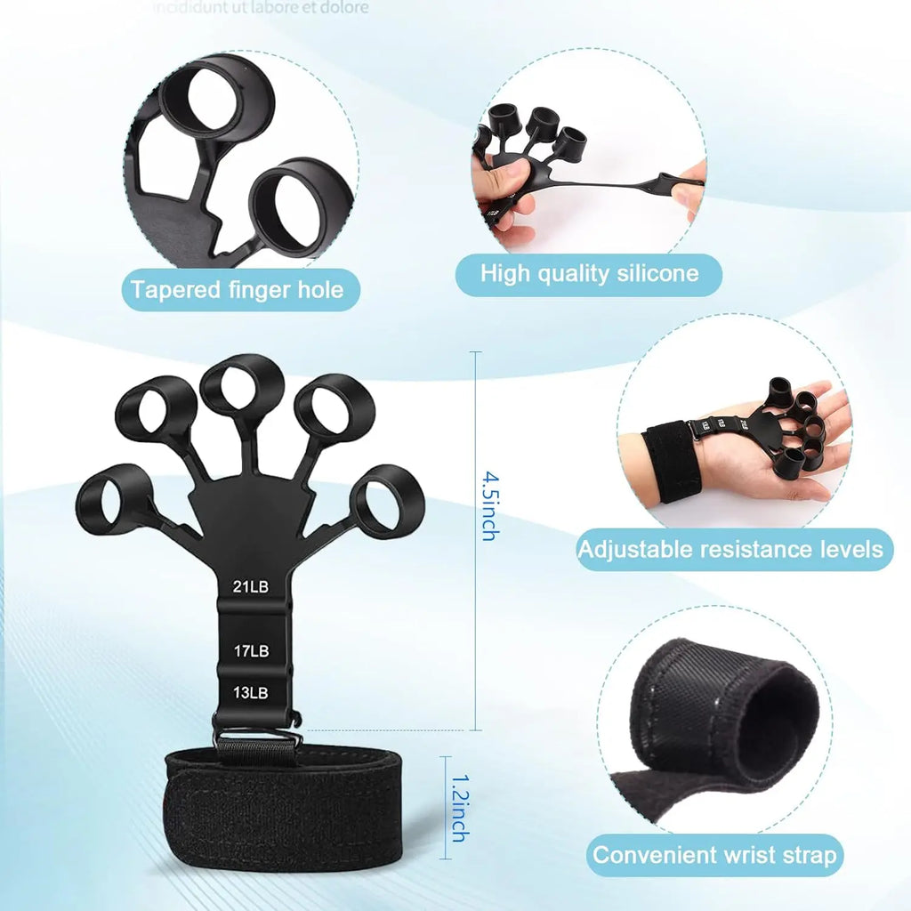 Grip Trainer Kit – Adjustable Hand Gripper, Finger & Hand Exercisers, Stress Ball, Forearm Ring for Muscle Building & Recovery