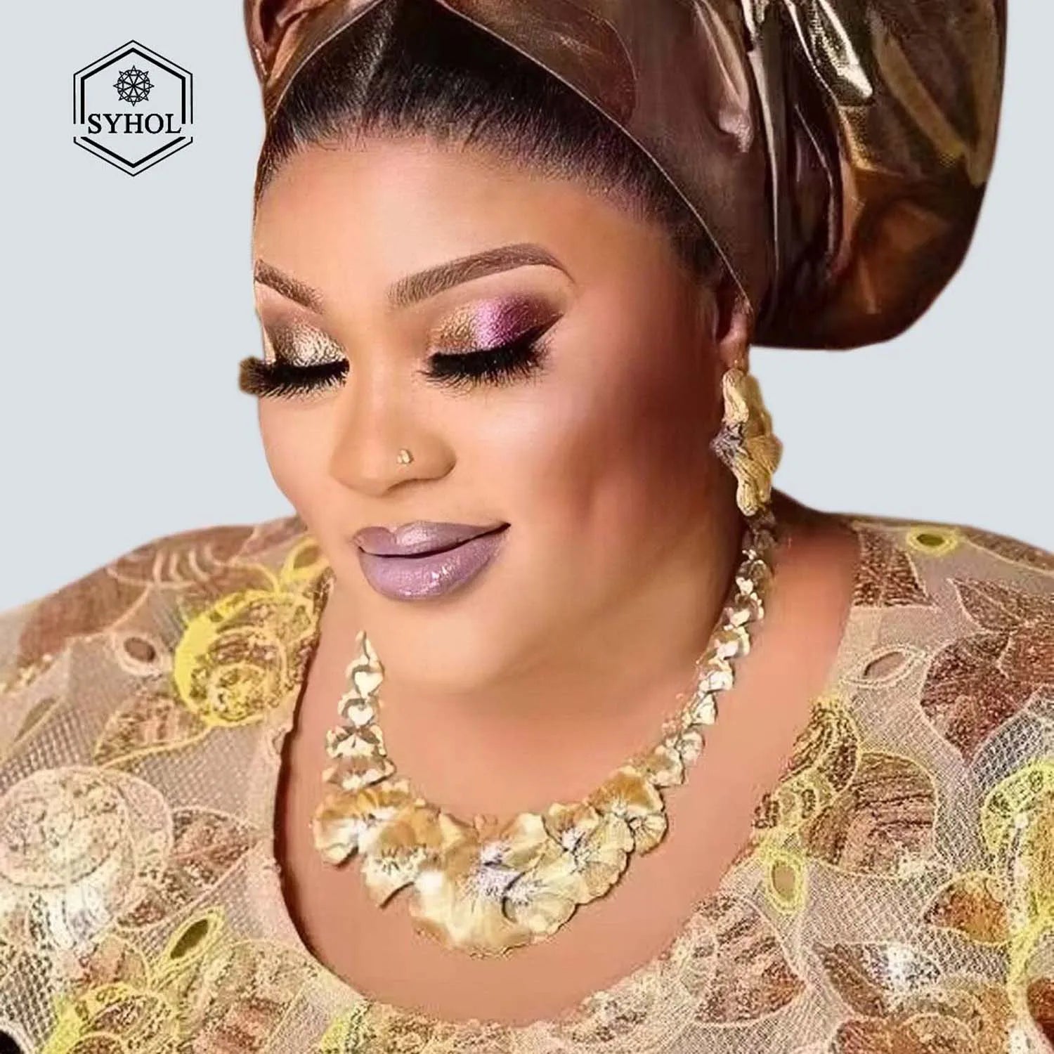 Gold Plated Flower Jewelry Set – Necklace & Earrings