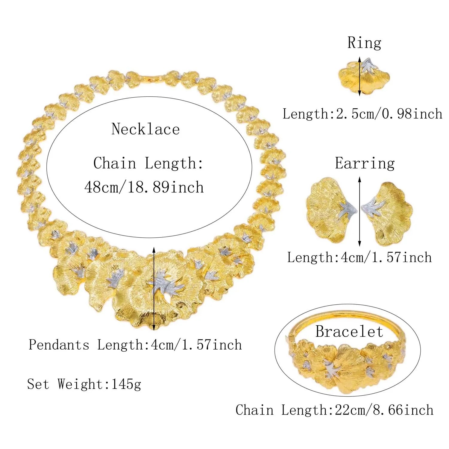 Gold Plated Flower Jewelry Set – Necklace & Earrings