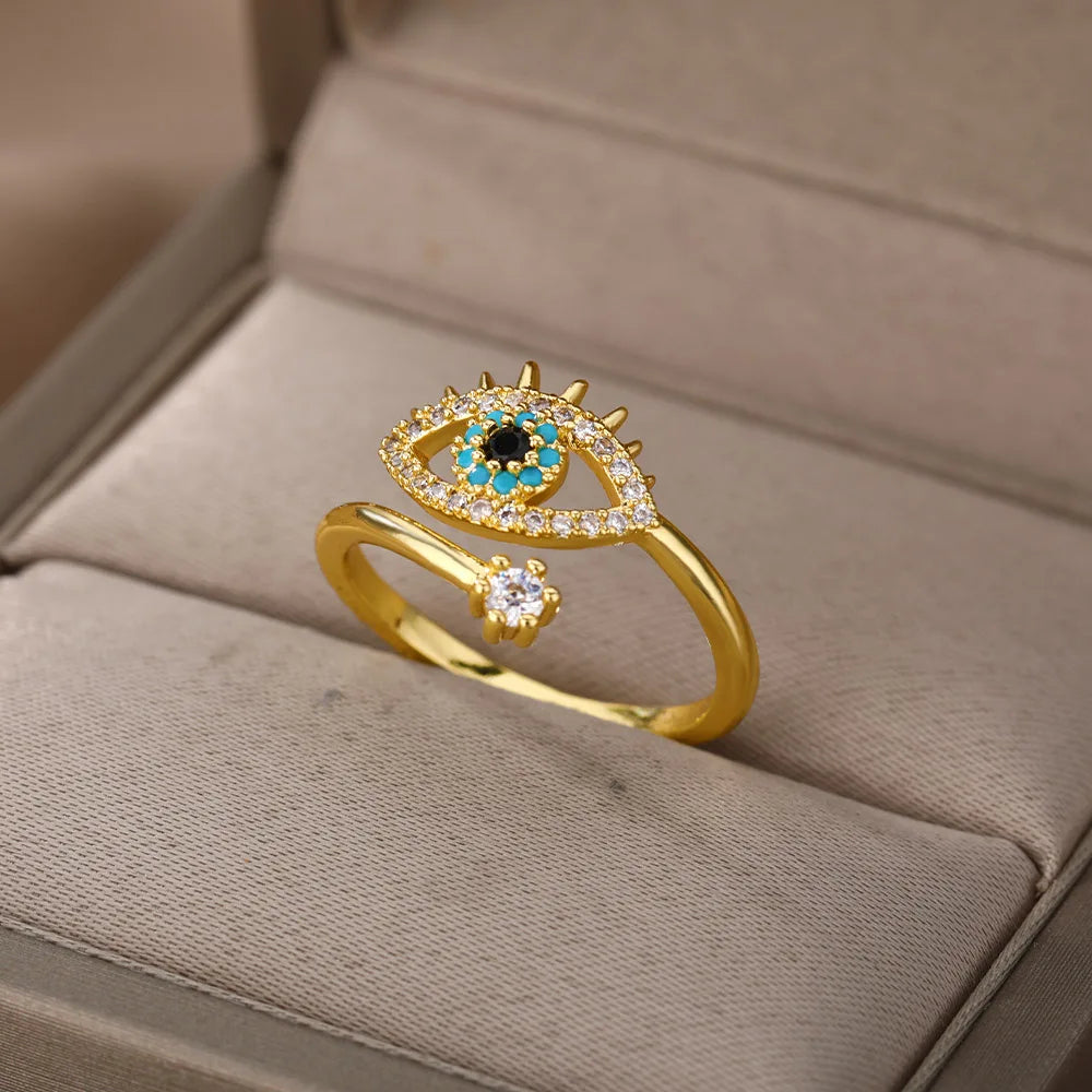 Gold Color Turkish Evil Eye Ring for Women