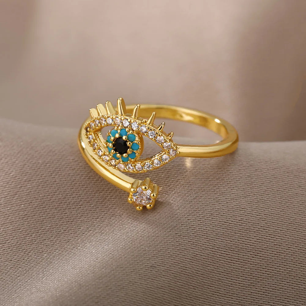 Gold Color Turkish Evil Eye Ring for Women