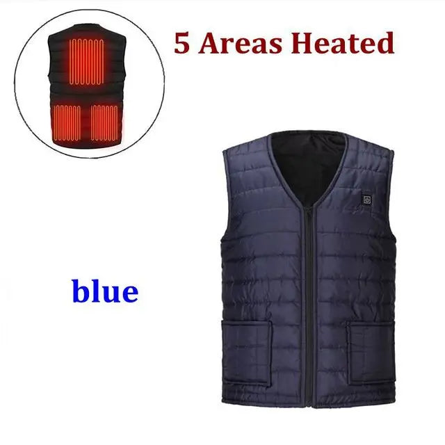 Smart Heated Cotton Vest – 9-Zone, V-Neck, Unisex, Outdoor Thermal Jacket, M–7XL