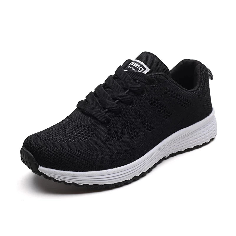 Women’s Breathable Mesh Walking Sneakers – Casual Flat Gym Shoes