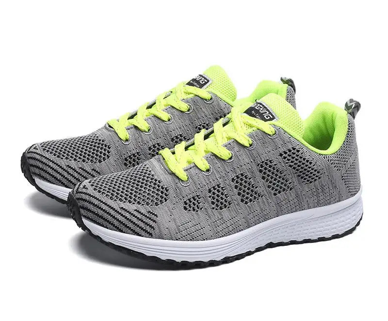 Women’s Breathable Mesh Walking Sneakers – Casual Flat Gym Shoes