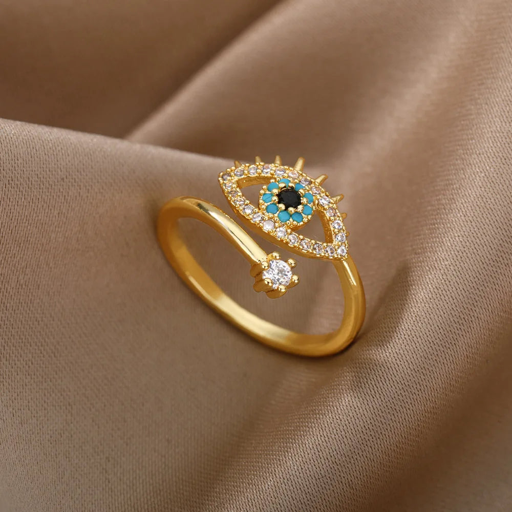 Gold Color Turkish Evil Eye Ring for Women