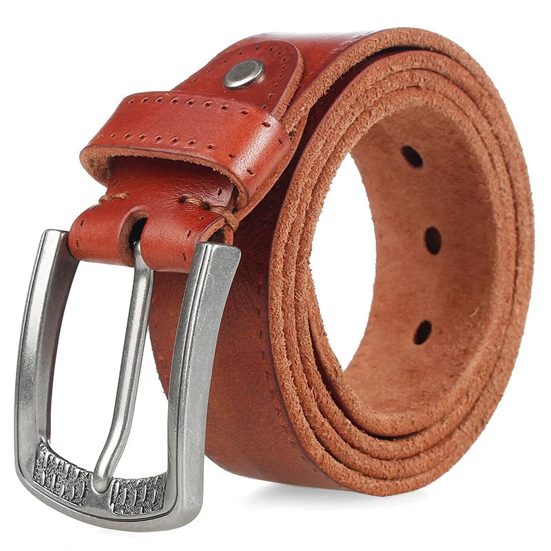 MEDYLA Men's Leather Belt – Cowhide, Vintage Alloy Buckle, Casual Jeans Belt