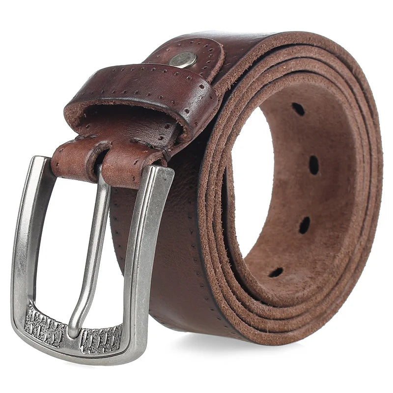 MEDYLA Men's Leather Belt – Cowhide, Vintage Alloy Buckle, Casual Jeans Belt