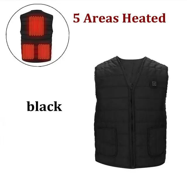 Smart Heated Cotton Vest – 9-Zone, V-Neck, Unisex, Outdoor Thermal Jacket, M–7XL