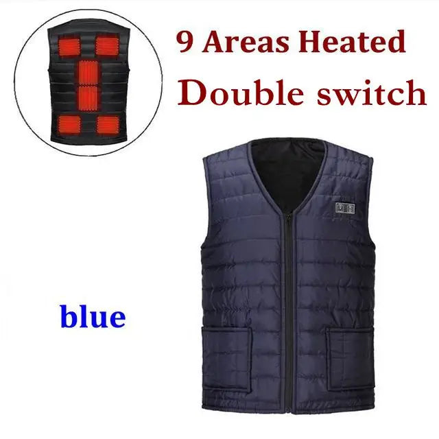 Smart Heated Cotton Vest – 9-Zone, V-Neck, Unisex, Outdoor Thermal Jacket, M–7XL