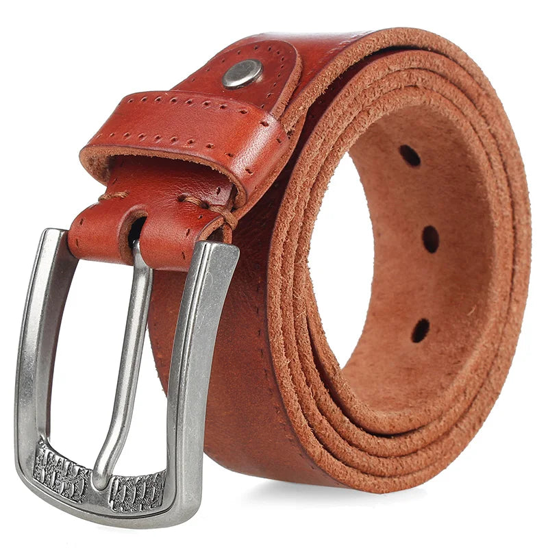 MEDYLA Men's Leather Belt – Cowhide, Vintage Alloy Buckle, Casual Jeans Belt