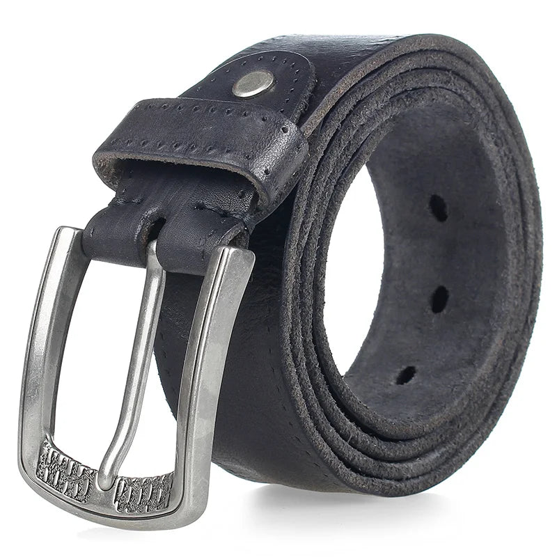 MEDYLA Men's Leather Belt – Cowhide, Vintage Alloy Buckle, Casual Jeans Belt