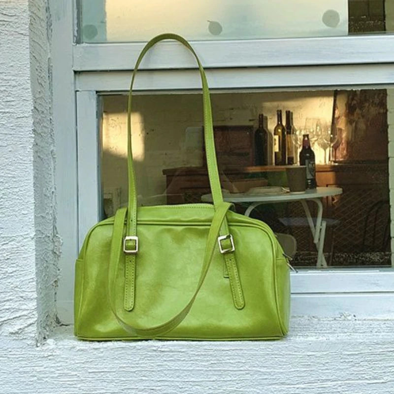 Glossy PU Shoulder Bag – Fashionable Versatile Handbag for Women