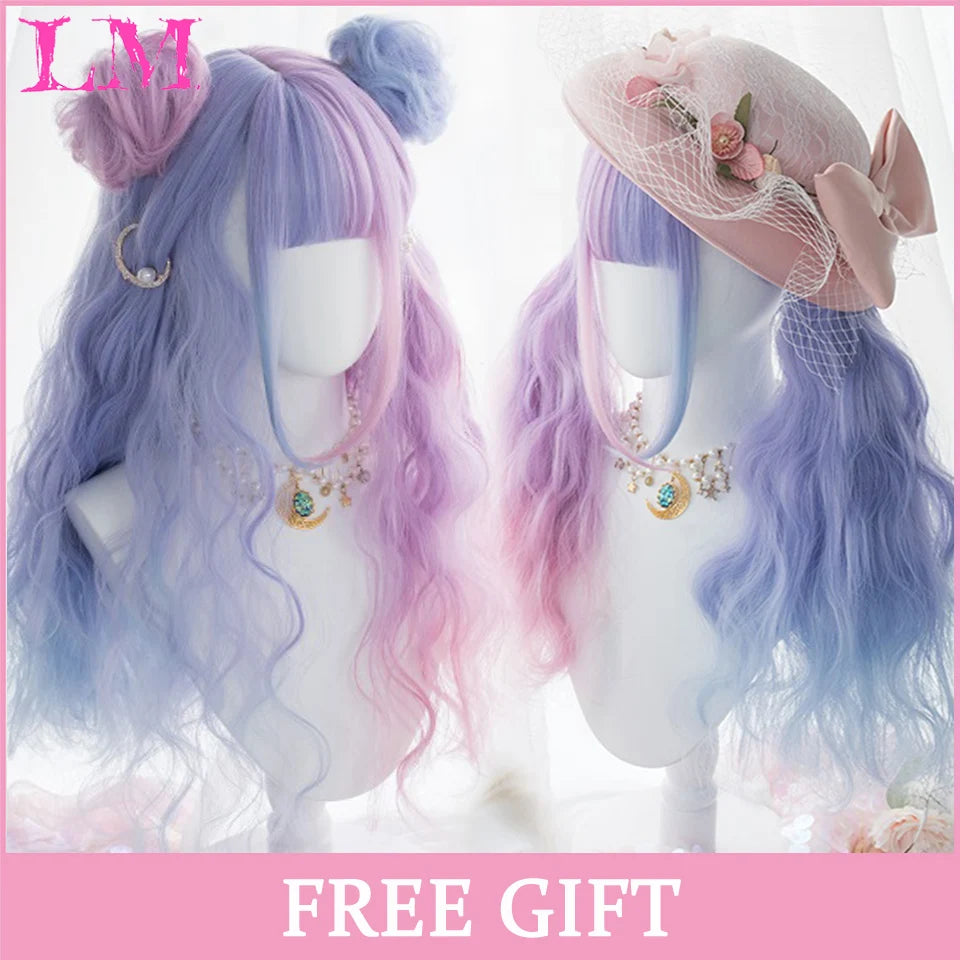 LM Cosplay Wig – 24" Long, Straight Pink, Bangs, Heat-Resistant