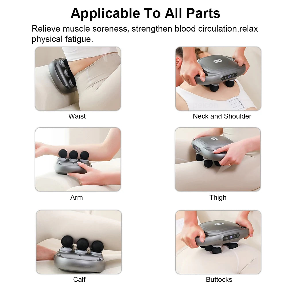 Fascia Gun Muscle Massager – High Frequency, Six-Head, Back & Shoulder, Professional Body Massage Gun