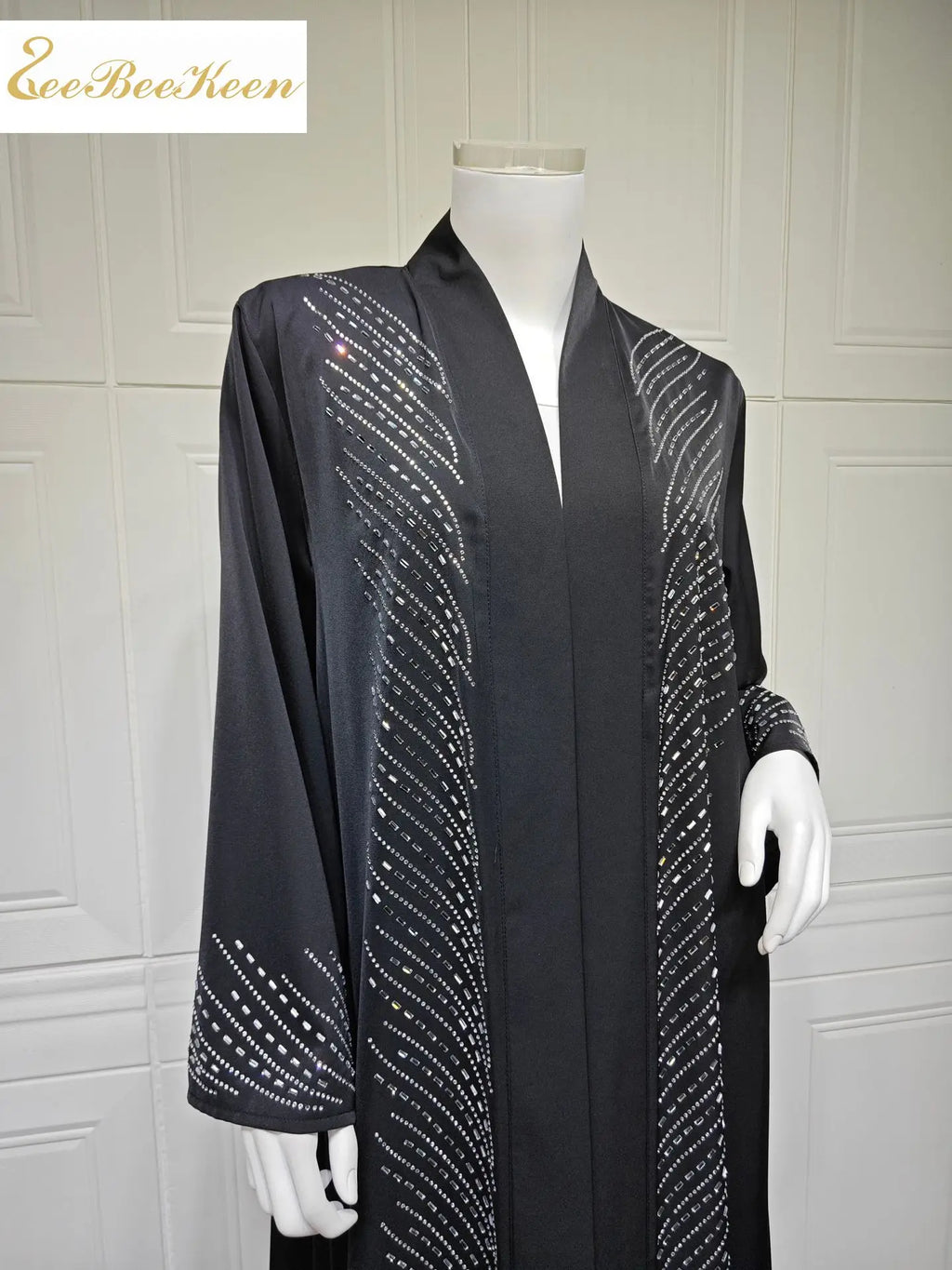 Luxury Crystal Dubai Abaya Dress – Elegant Modest Kaftan Cardigan for Muslim Women