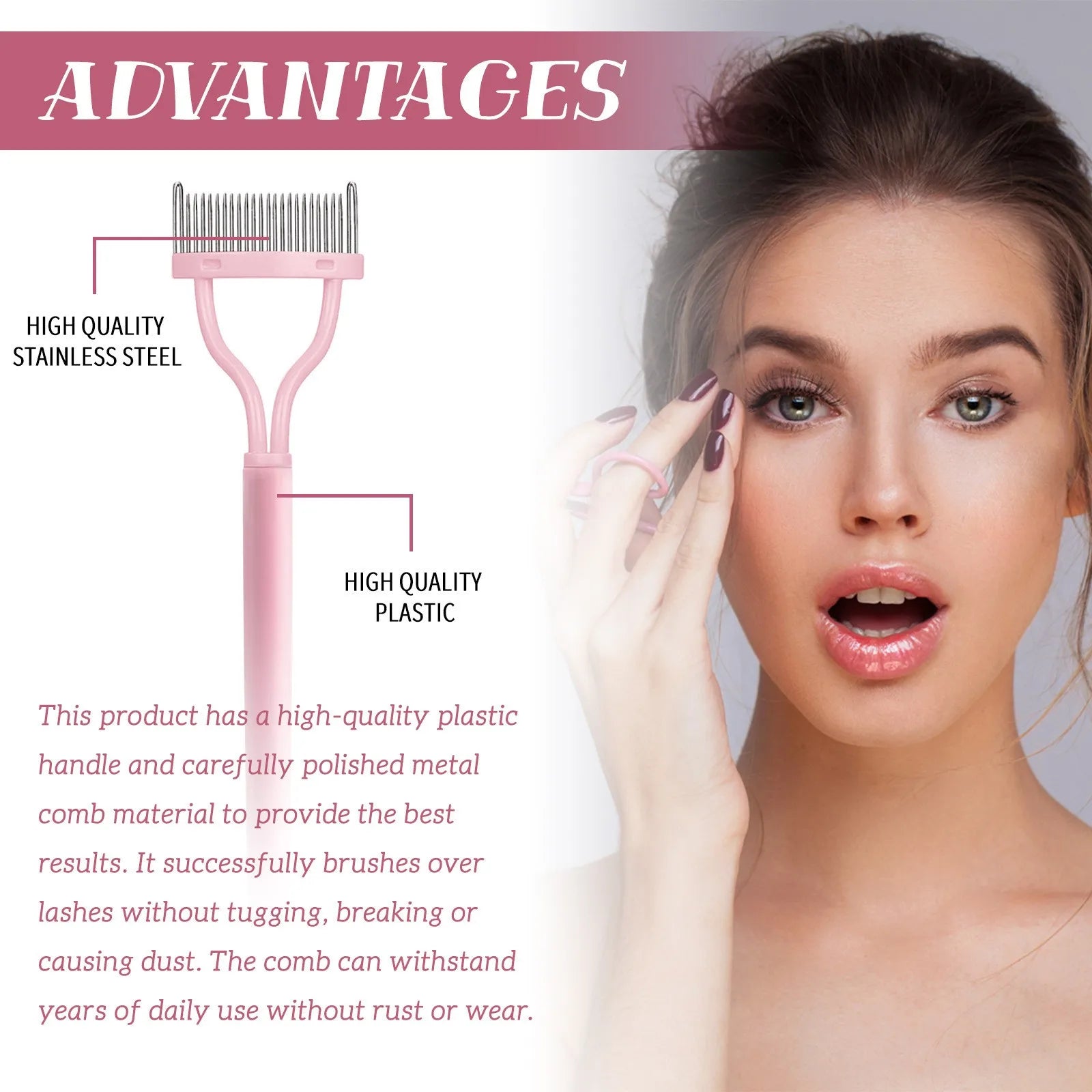 Portable Eyelash Brush Comb – Collapsible, Stainless Steel, Mascara & Curl Tool