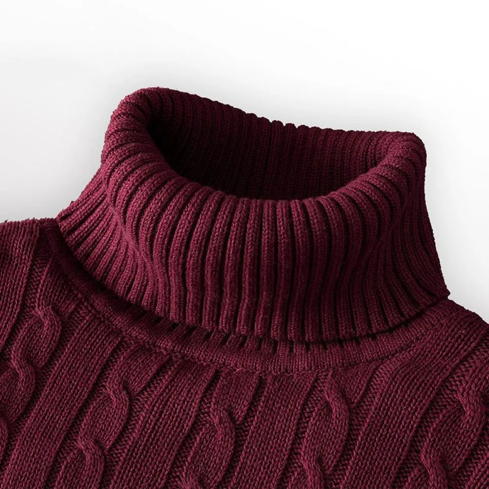 Men's Turtleneck Sweater – Solid Color, High Neck, Knitted, Casual, Fall/Winter