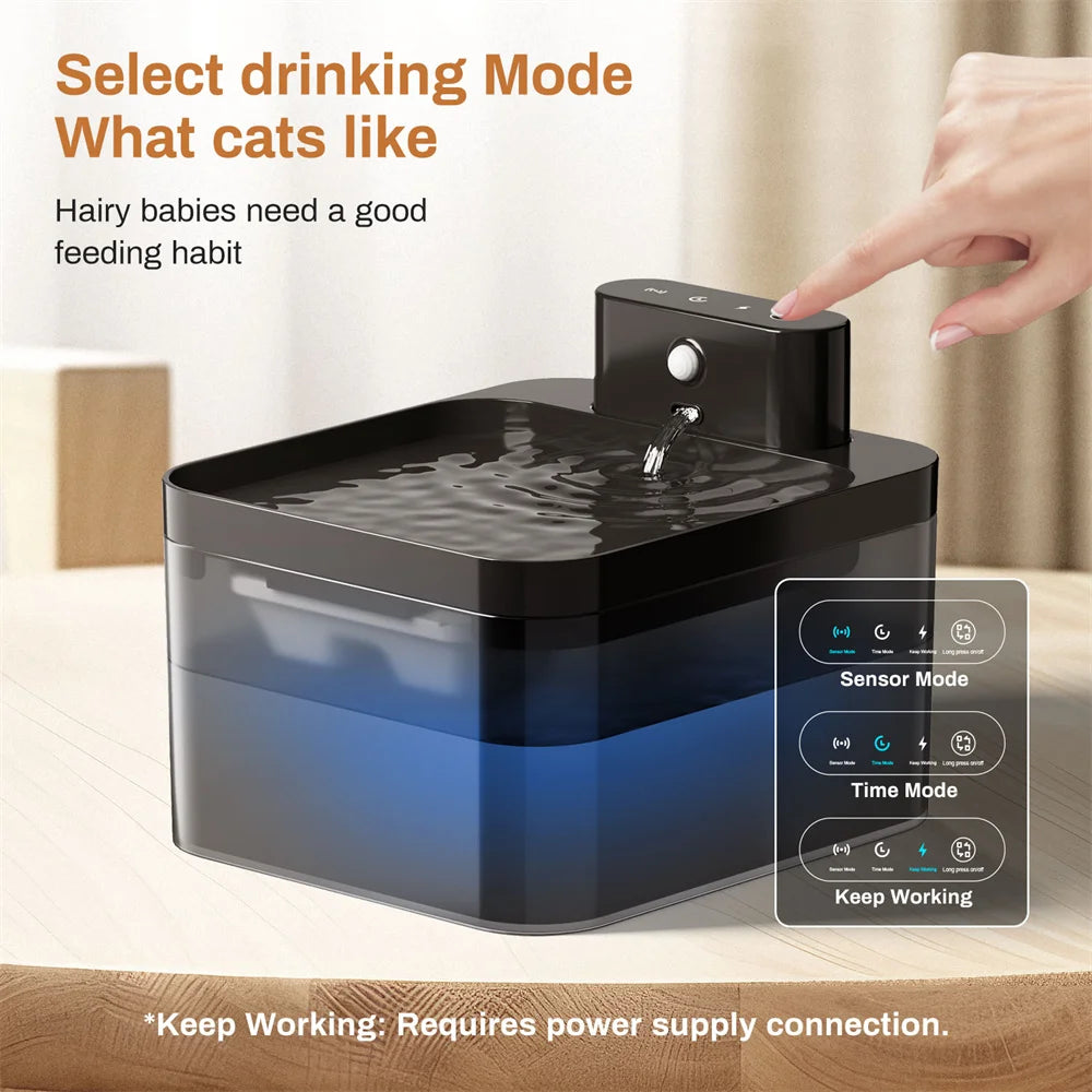 Automatic Cat Water Fountain – 2.2L, Wireless Charging, Motion Sensor, for Cats & Dogs