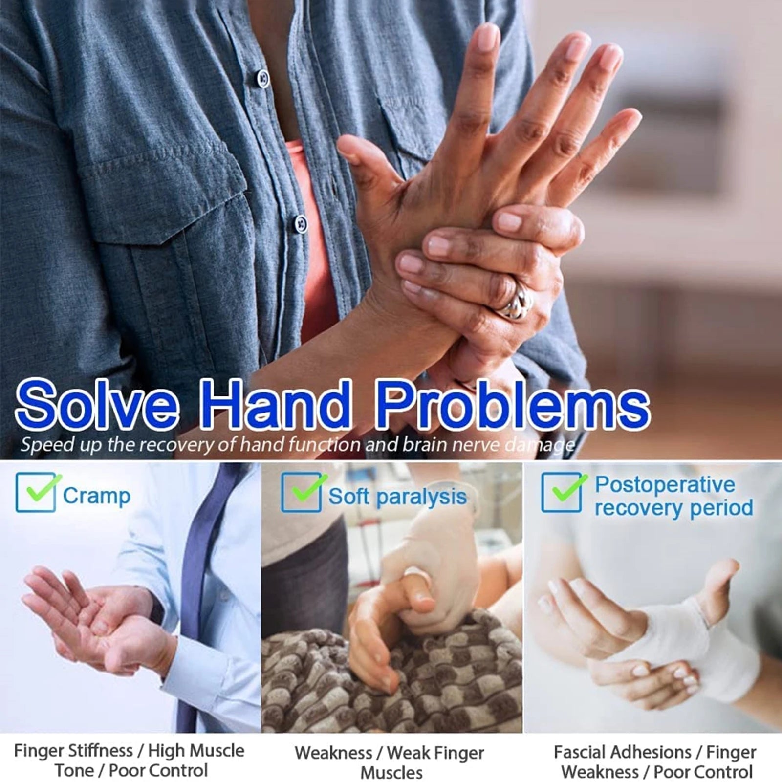 Intelligent Massage Gloves – Rehabilitation for Stroke & Hemiplegia, Hand Function Recovery, Finger Exercise