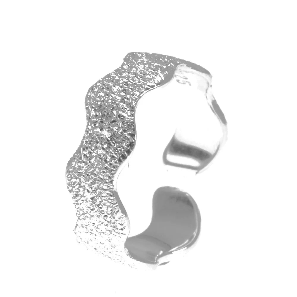 925 Silver Adjustable Wave Toe Ring for Women