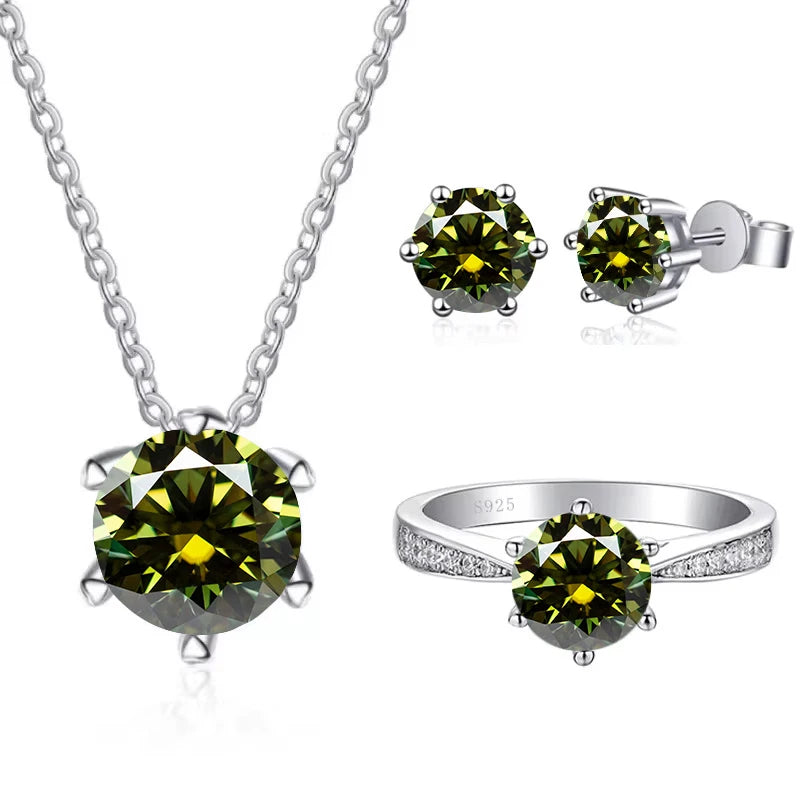 JoyceJelly 1CT D VVS Moissanite Jewelry Set