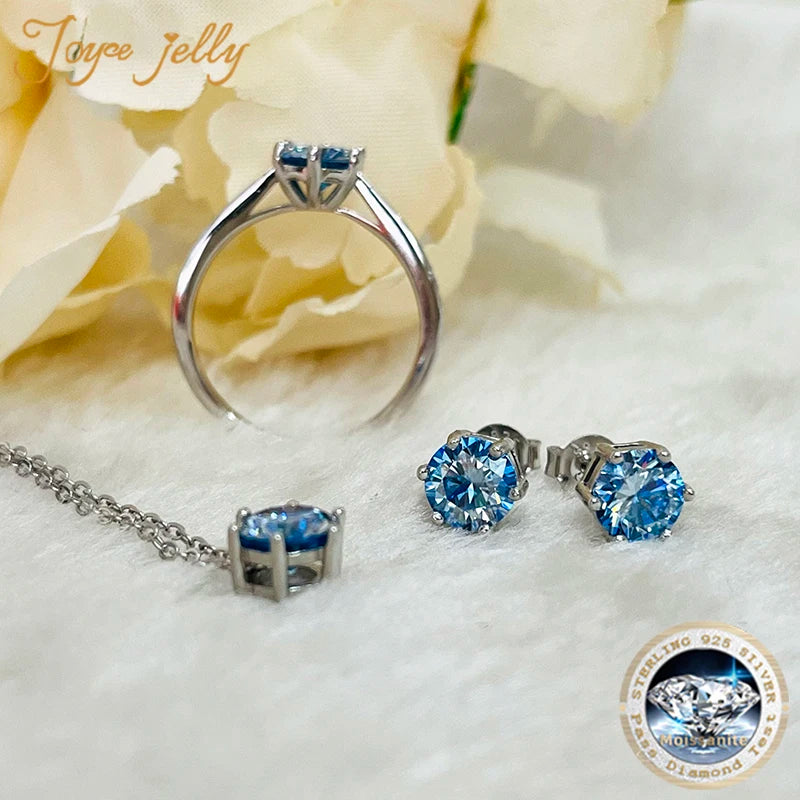 JoyceJelly 1CT D VVS Moissanite Jewelry Set