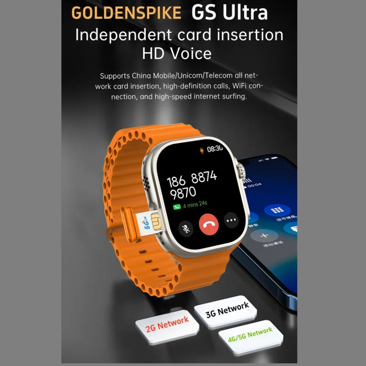 S9 Ultra 4G Smartwatch with 2.2'' AMOLED & Rotating Camera