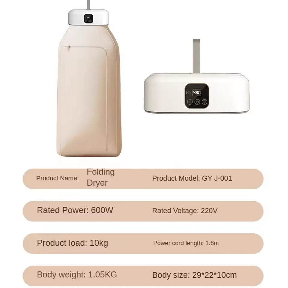 Mini Foldable Electric Clothes Dryer with Remote & Timer