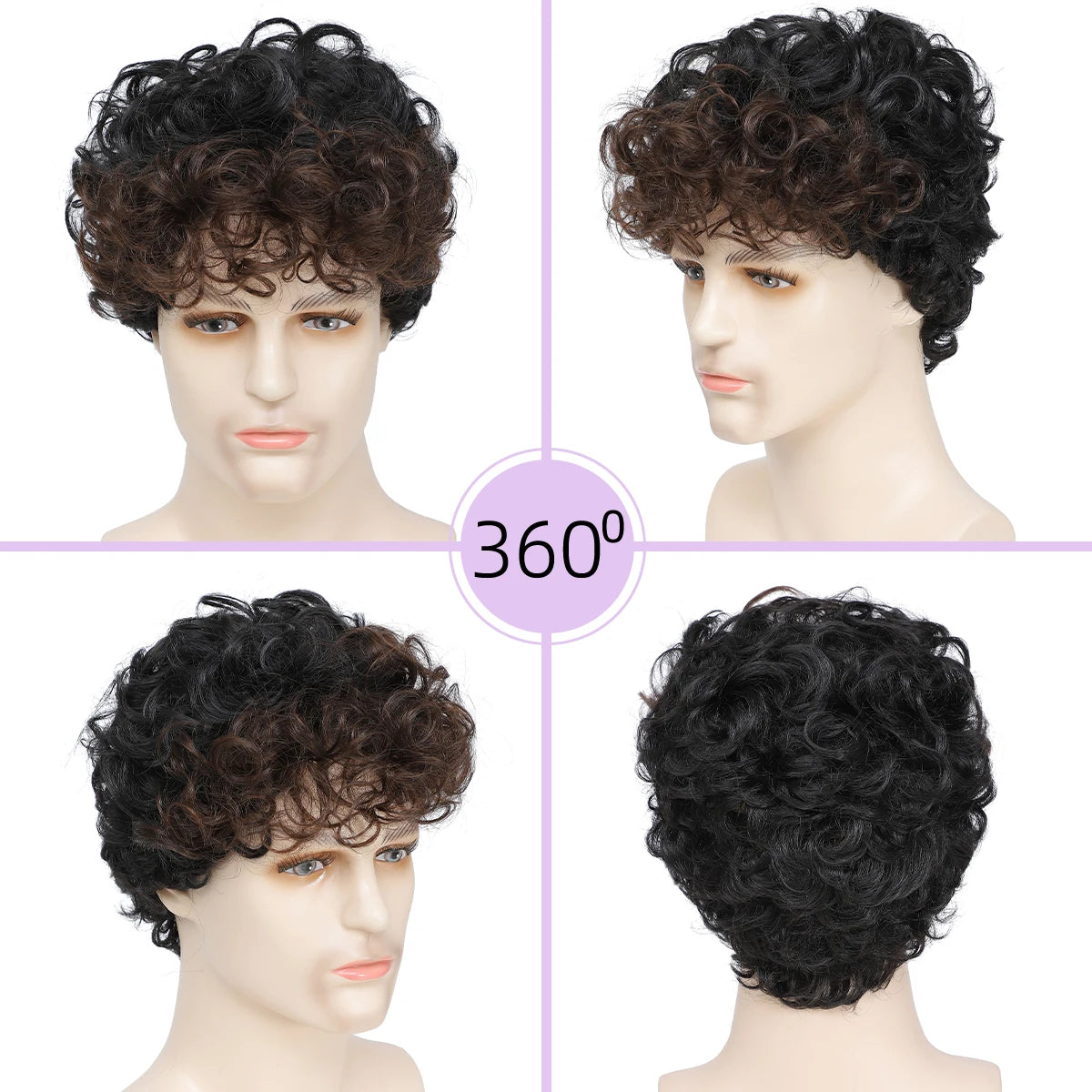 African Curly Wig – Short, Fluffy, Realistic, Synthetic Fiber