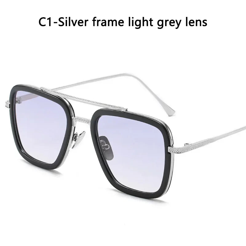 Sunglasses – Fashion Square Frame, Tony Stark Style, Unisex, Retro Brand Design