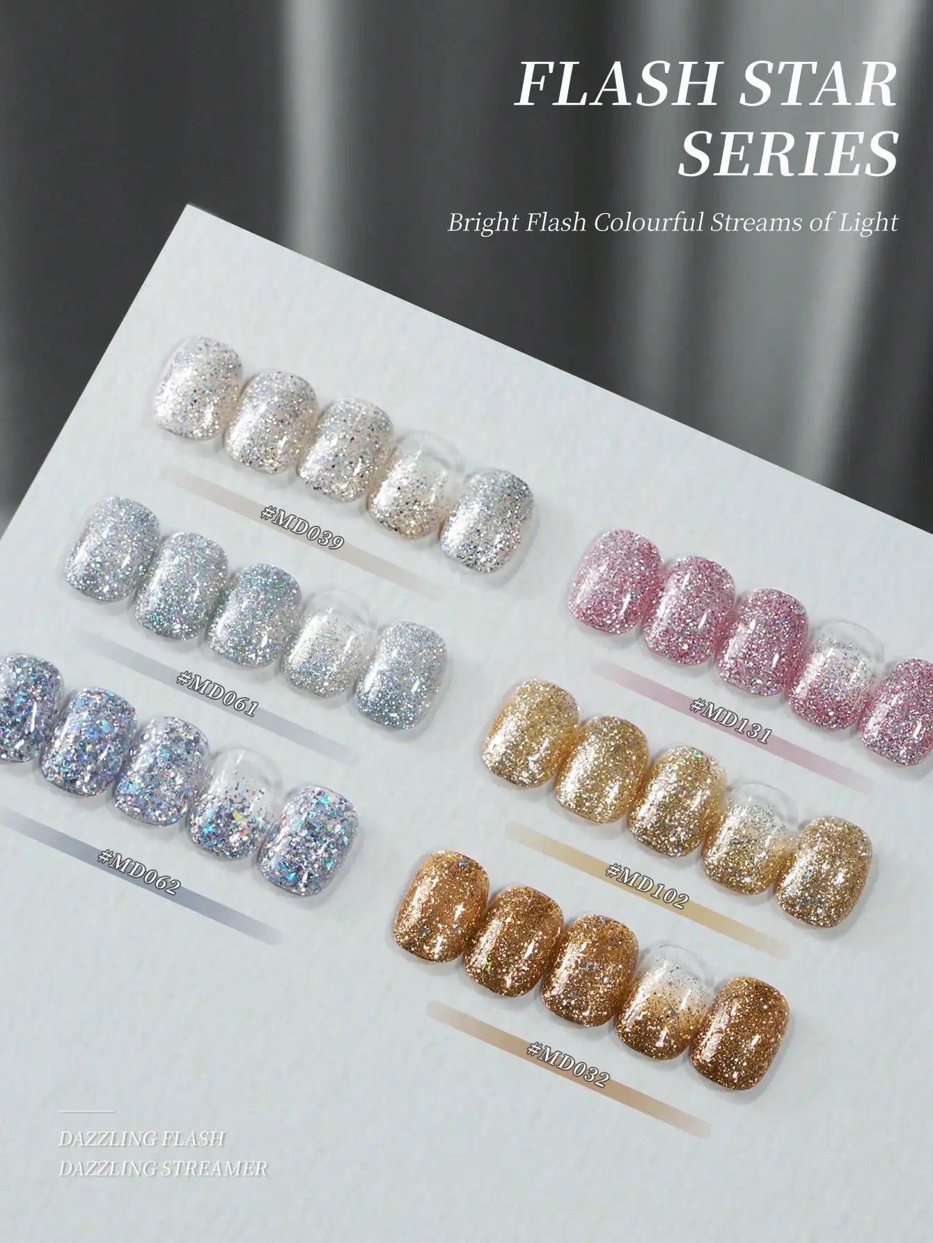 6PCS Holographic Glitter Gel Polish – 15ml, Sparkling, Peelable, UV/LED, DIY Home Use