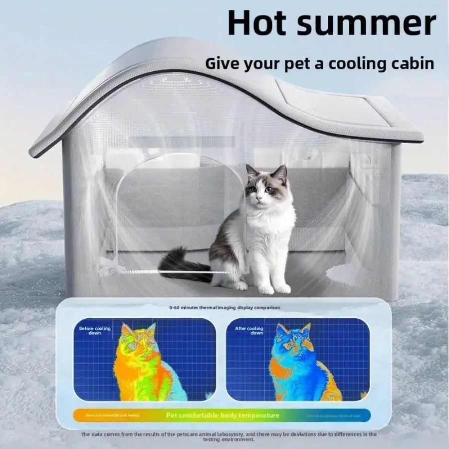Pet Cooling Bed – Summer Ice House, Air-Conditioned, Small Cats & Dogs, Four Seasons Use