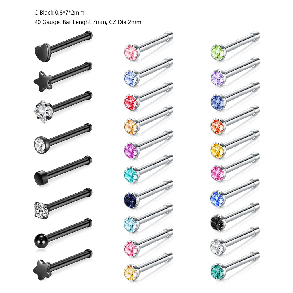 Éclat Set – 28pcs Nose Stud Collection