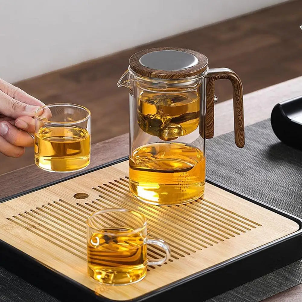 Glass Teapot with Magnetic Tea Separation & Wood Handle