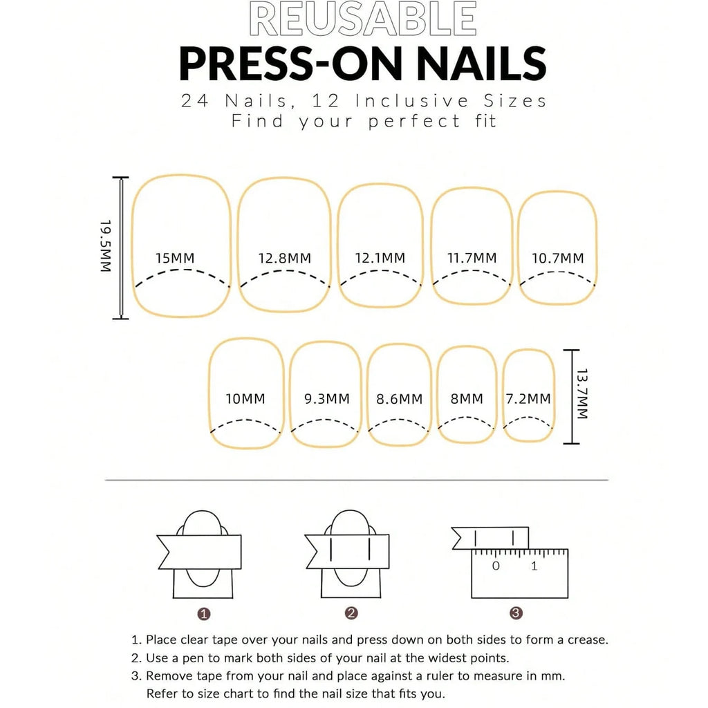 24PCS Halloween Mummy Fake Nails – Short Square, Full Coverage, Cute Press-On