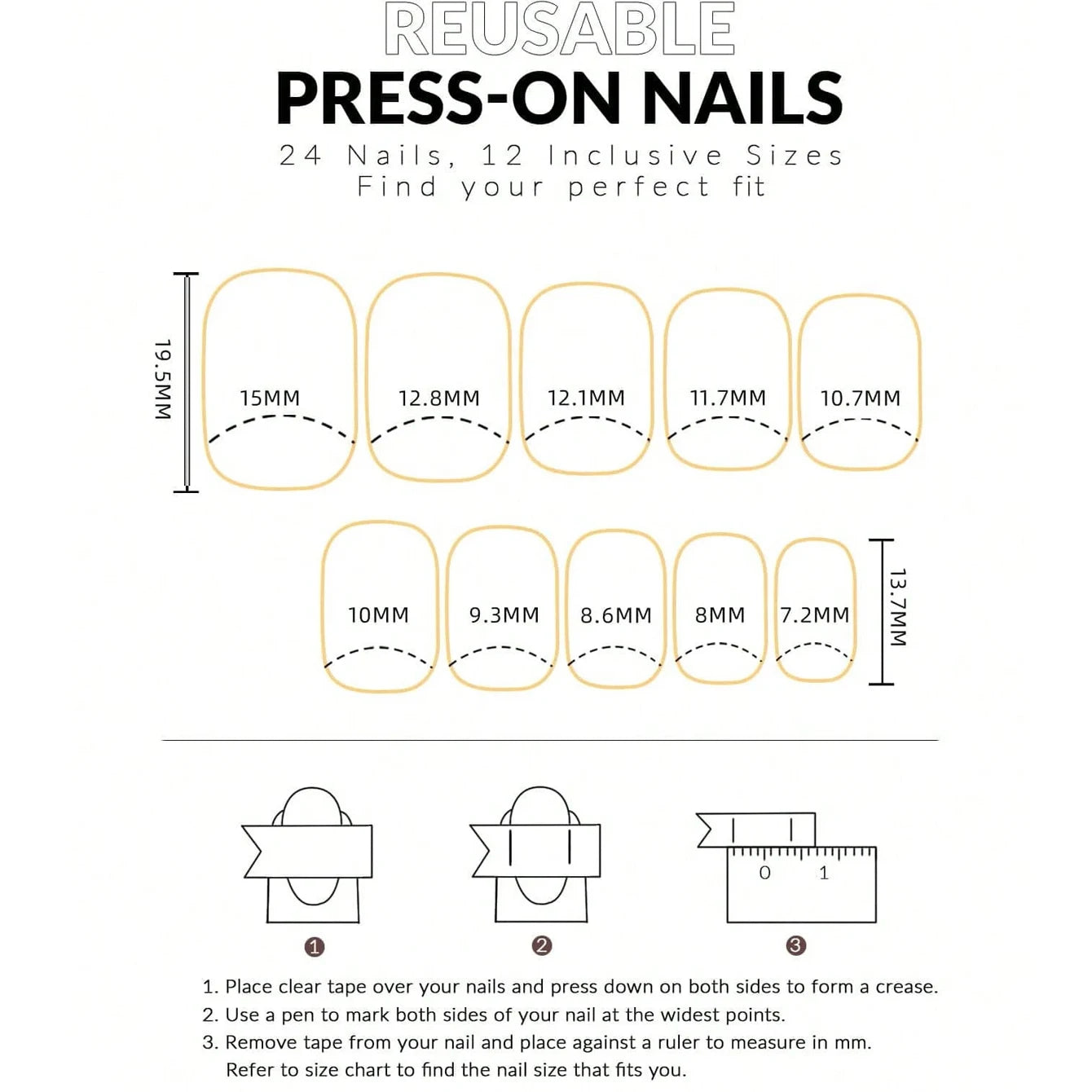 24PCS Halloween Mummy Fake Nails – Short Square, Full Coverage, Cute Press-On