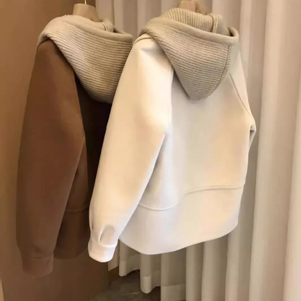 Manteau Femme Tricoté – Coupe Ample, Capuche, Style Coréen Automne/Hiver
