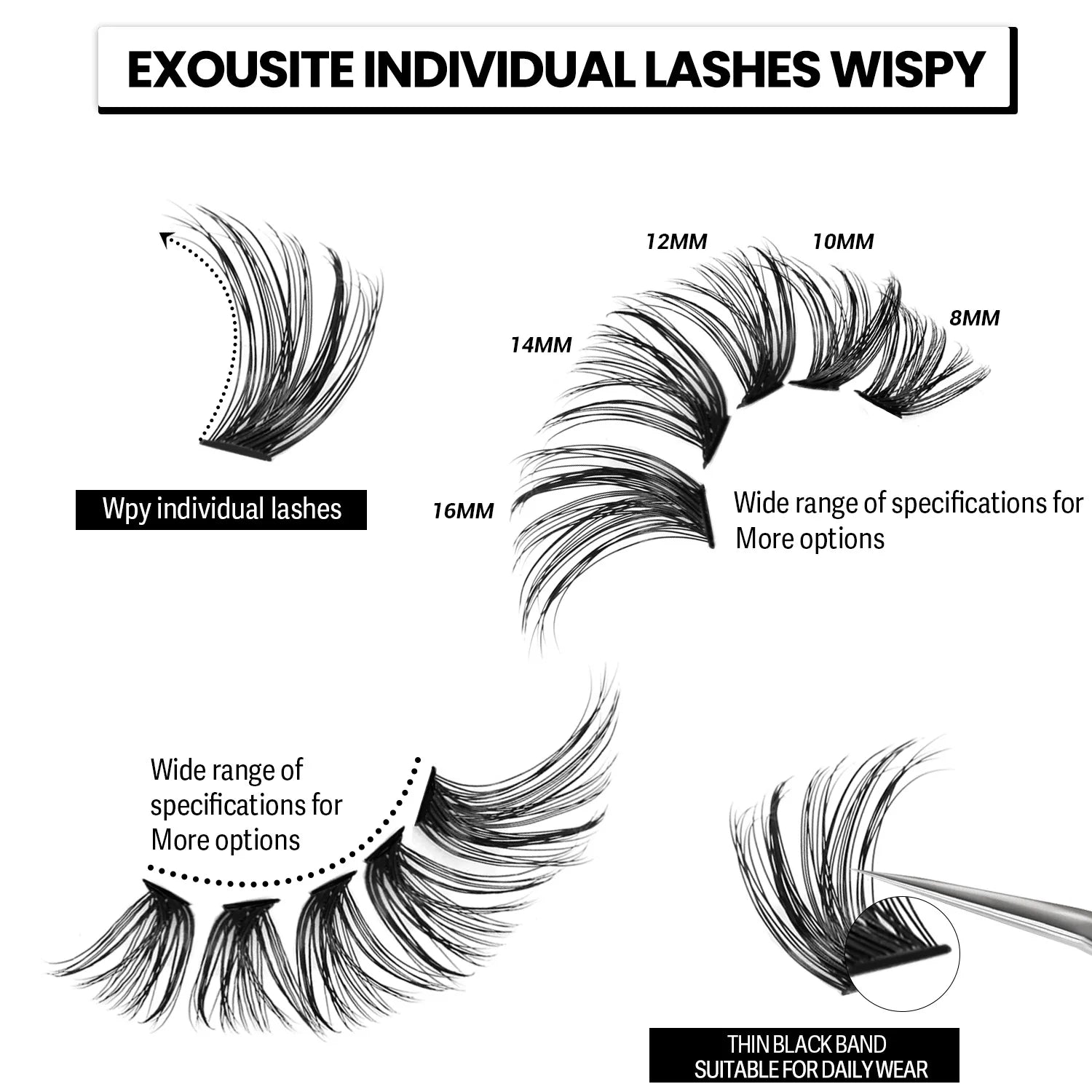 280 Clusters Individual Lashes Natural Look Soft Curly Fluffy Cluster Lashes DIY Eyelash Extension Personal Eyelash Makeup Tool