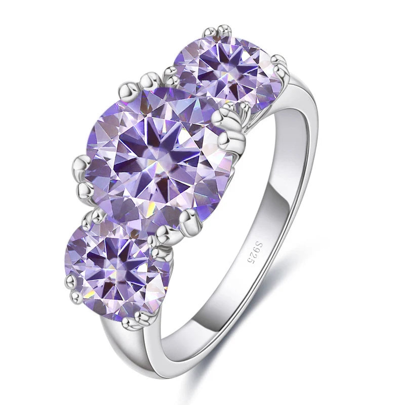 JoyceJelly 5Carat Total VVS 3EX Cut Moissanite Diamond Ring For Women Timeless Trends Sterling S925 Silver Jewelry Wedding Bands