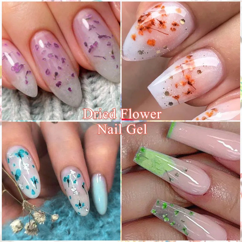 5ml Pink Dried Flower Gel Polish – Semi-Permanent, UV Soak-Off, Fairy Nail Art