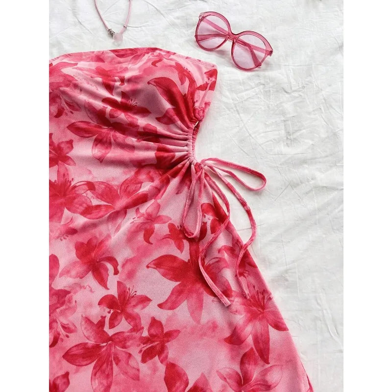 Floral Print Strapless Mini Dress