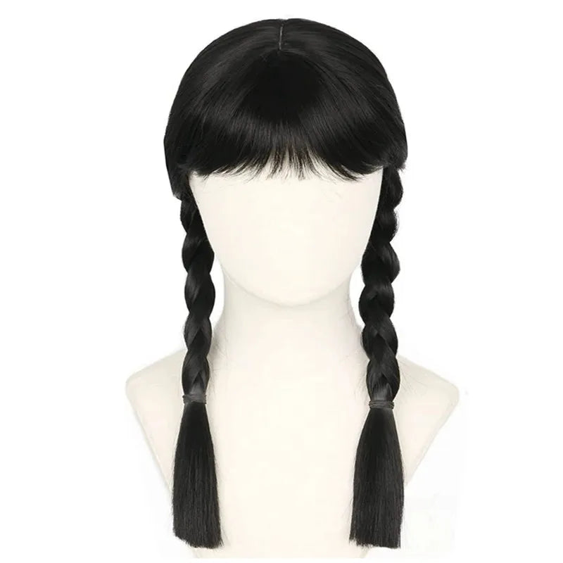 Black Synthetic Hair Extensions – Double Braid, Long Straight, Cosplay/Halloween