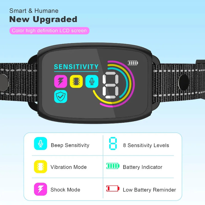 Anti-Bark Dog Training Collar – Electric, Waterproof, Vibration Stopper, Pet Accessories