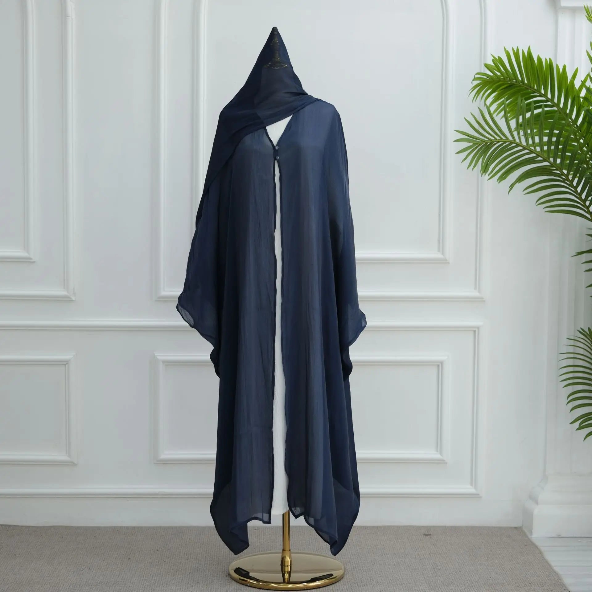 Islamic Dubai Open Abaya with Hijab – Modest Luxury Kaftan for Women Eid & Ramadan