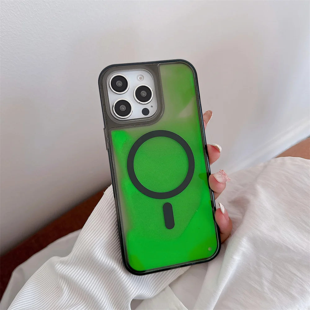 Magsafe Glowing Liquid Quicksand iPhone Case for iPhone 13–17 Pro Max