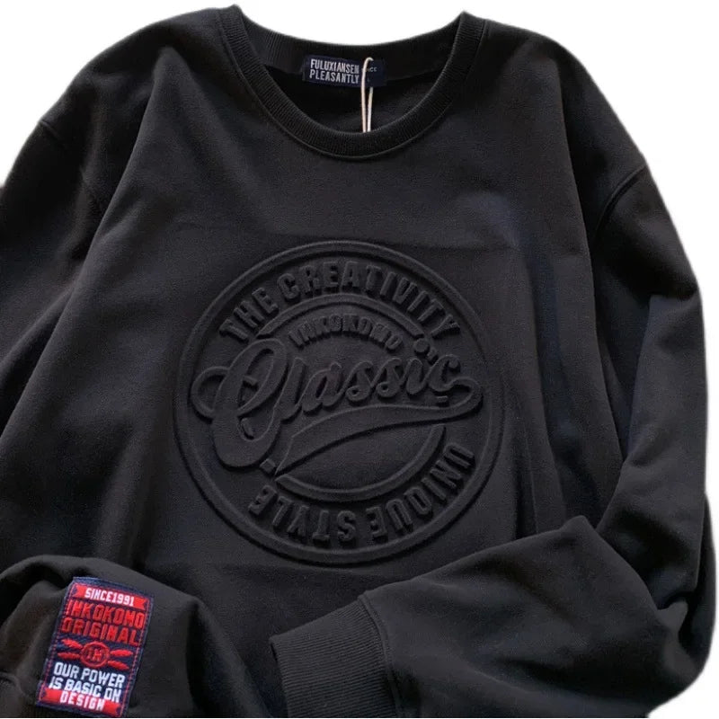 Sweatshirt Unisexe – Loose Fit, Épaissi, Motif 3D, Style Hip-Hop, Automne/Hiver