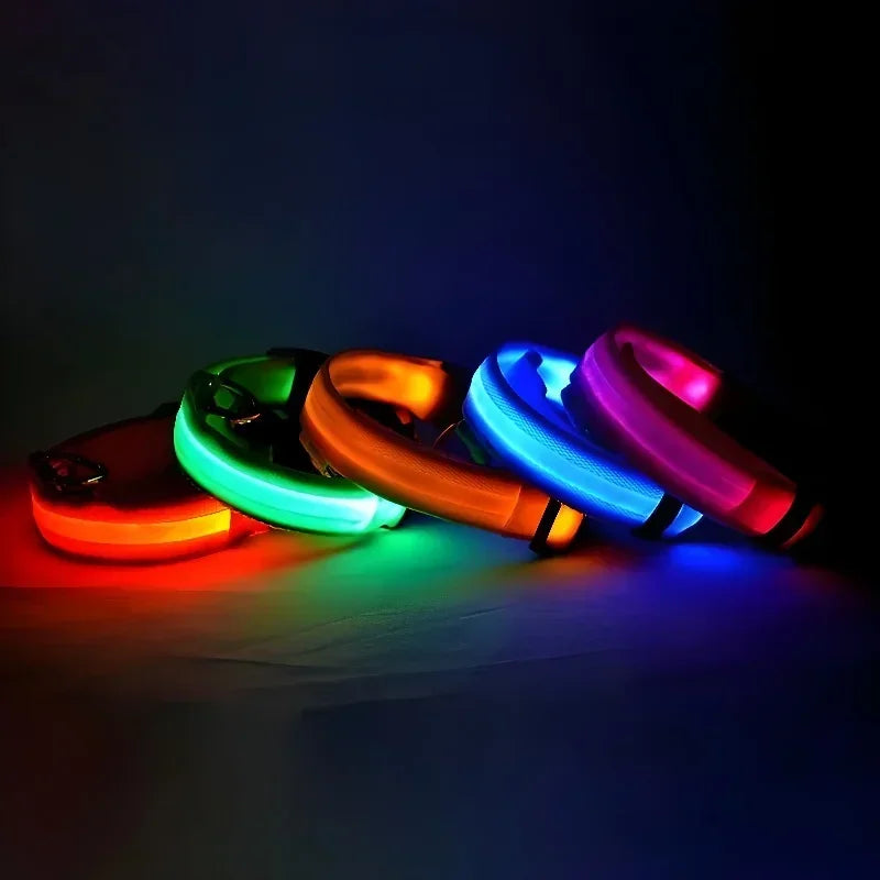 Dog Collar LED – Nylon, Night Safety, Flashing, Glow-in-the-Dark