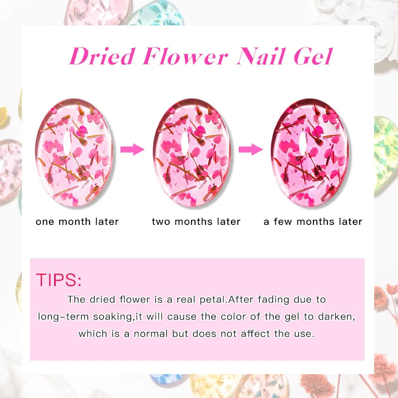 5ml Pink Dried Flower Gel Polish – Semi-Permanent, UV Soak-Off, Fairy Nail Art