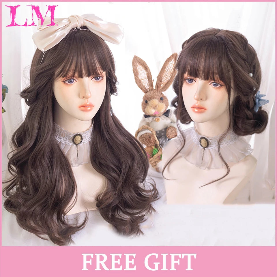 LM Cosplay Wig – 24" Long, Straight Pink, Bangs, Heat-Resistant